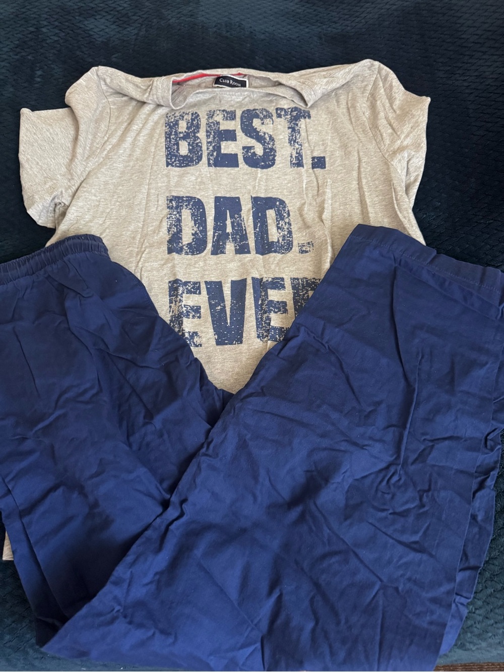 Club Room 2 piece Pajama Mens sz M t-shirt pants blue gray Best Dad Ever